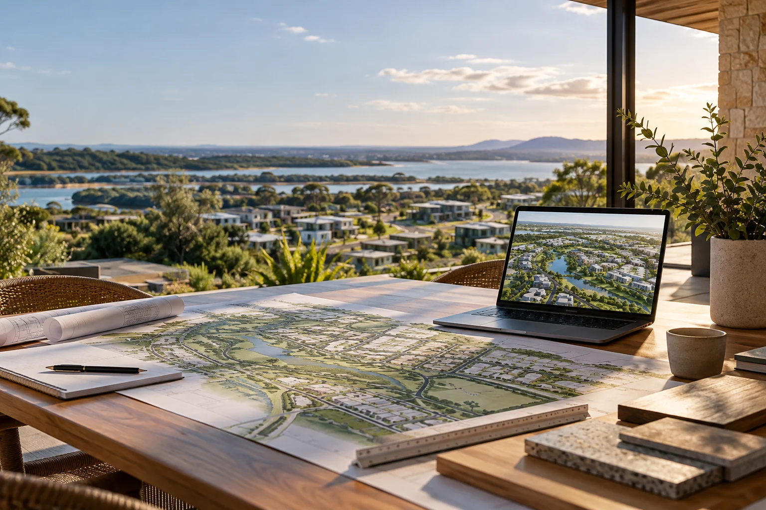 Digital and printed master plans for a green urban development
